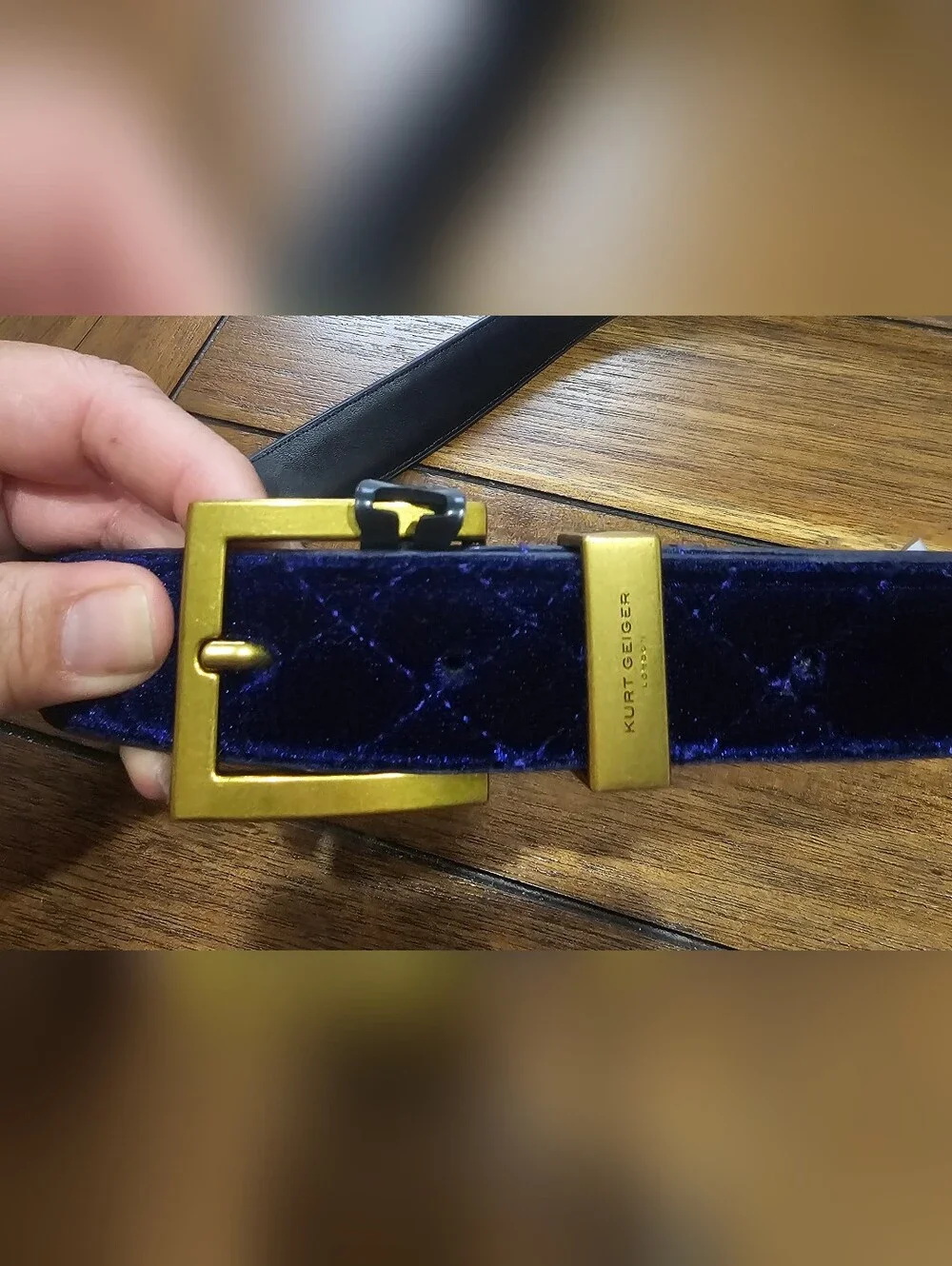 Kurt Geiger Women's Purple Suede Belt with Gold Buckle